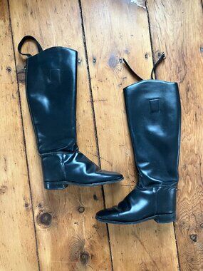 vintage rare black Hawkins equestrian leather riding boots size 6